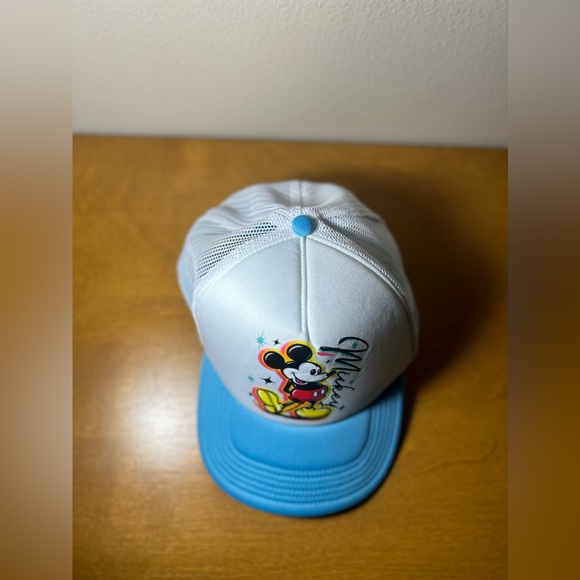 Mickey Mouse Hat Neff Trucker Cap Adult Air Brushed Style Adjustable White NEW - Picture 4 of 13
